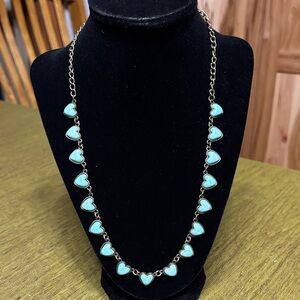 Elegant Turquoise Heart Necklace with Gold Chain 20”